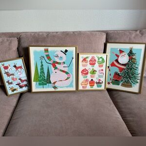 Whimsical Christmas Art, 4, Brand NEW, Snowman, Holiday Dogs, Santa, Cupcakes